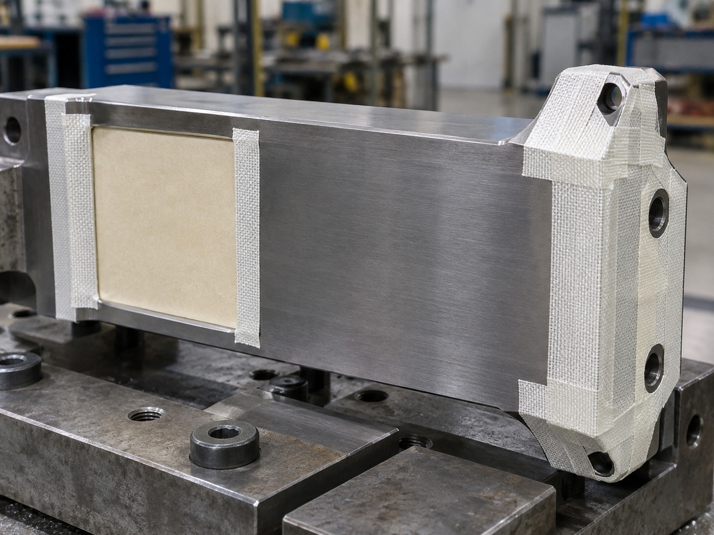 Glass cloth silicone adhesive tape securing insulation and protecting selected process areas