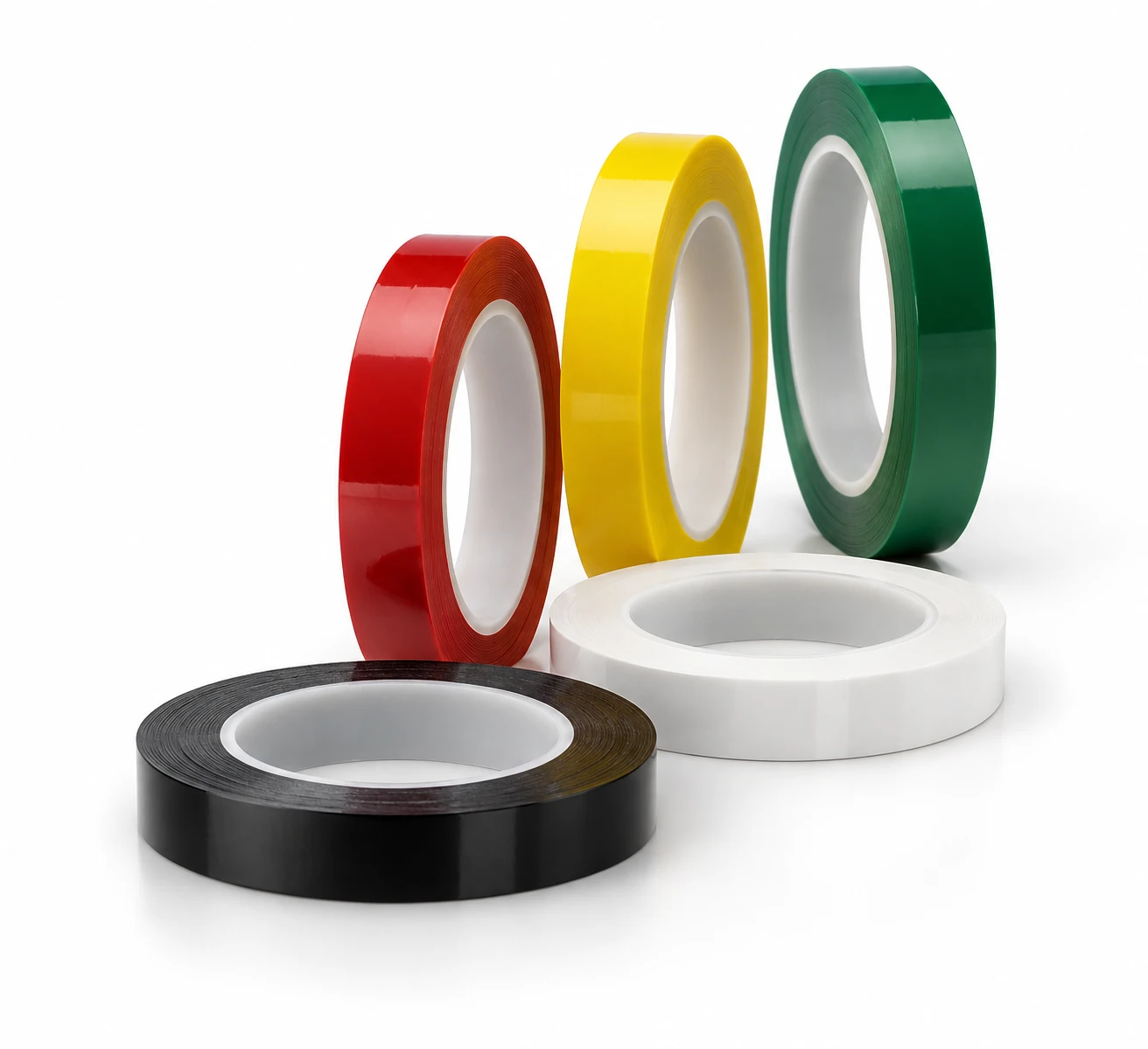Colored polyester silicone adhesive tape rolls