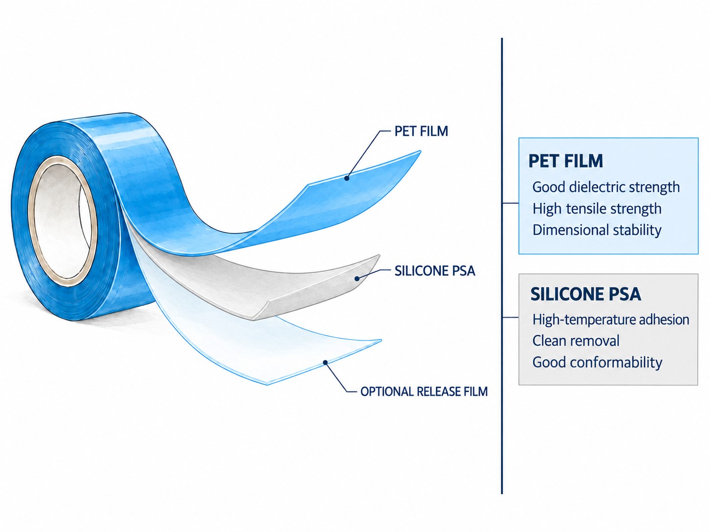 Construction of Polyester Silicone Adhesive Tape
