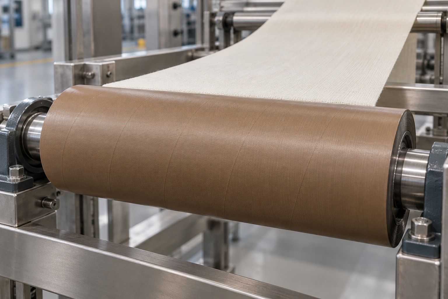 PTFE-coated glass fabric tape on heat-sealing equipment contact surfaces