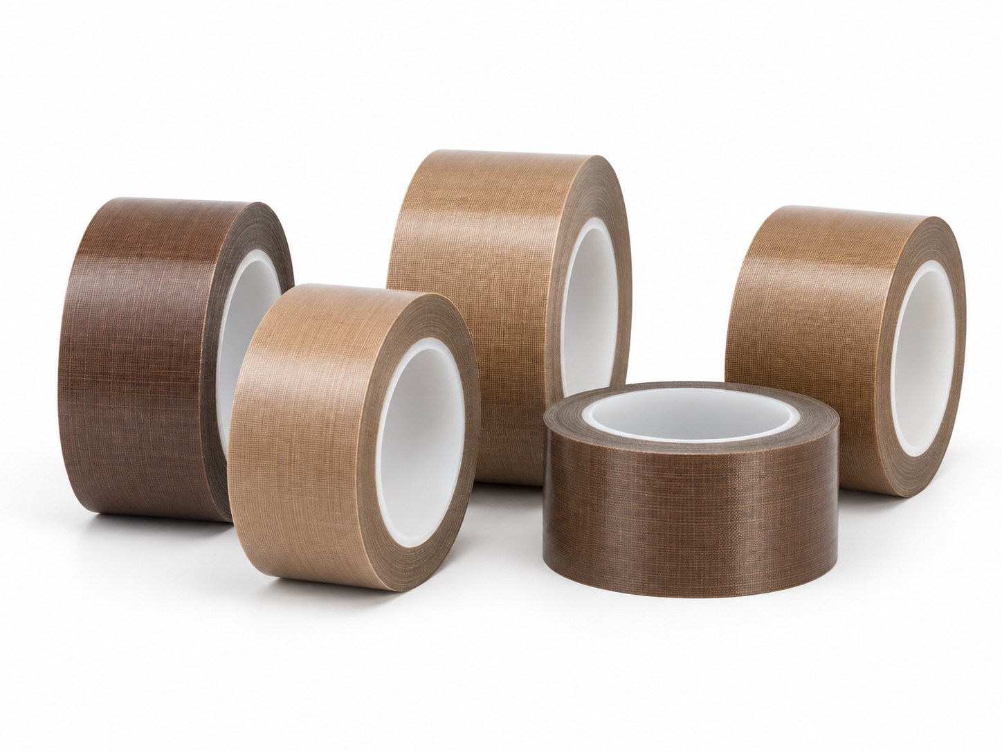 Brown PTFE coated glass fabric adhesive tape rolls
