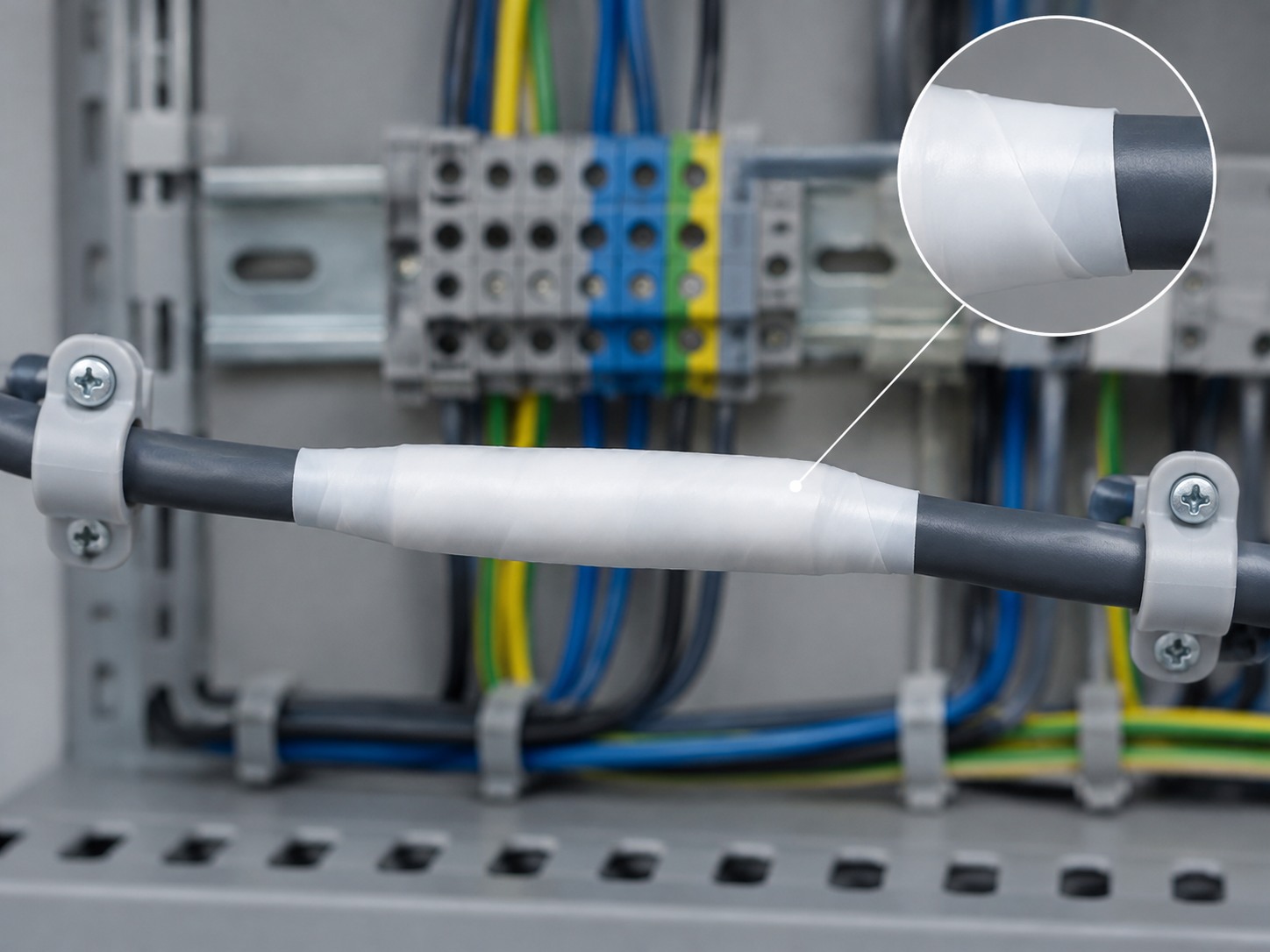 White PTFE film tape used for electrical connection insulation